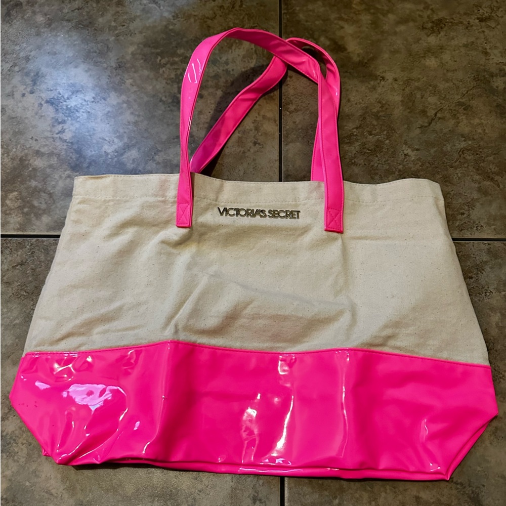Victorias Secret Hot Pink Canvas Tote Bag
